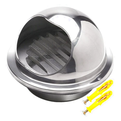 Whalebee 304 Stainless Steel Wall Vent Hood, Round Exhaust Grille Louvered Vent Air Vent Grille Cover for Office Kitchen Bathroom, Durable Rainproof/Waterproof Vent Outlet