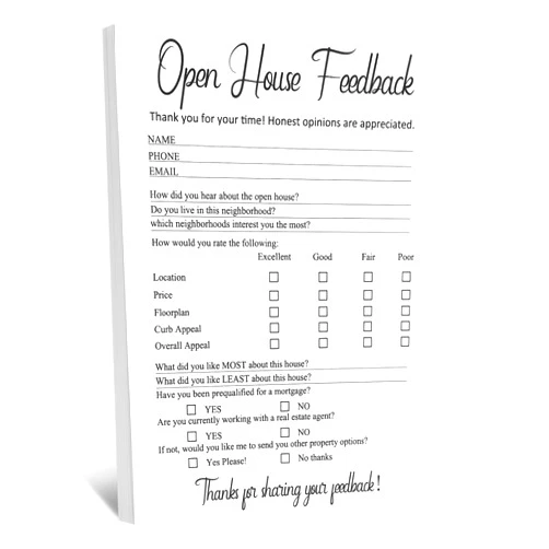 Marspark 150 Piece Real Estate Signs - Open House Supplies, Feedback Notepad, Questionnaire, Form for Agents & Brokers