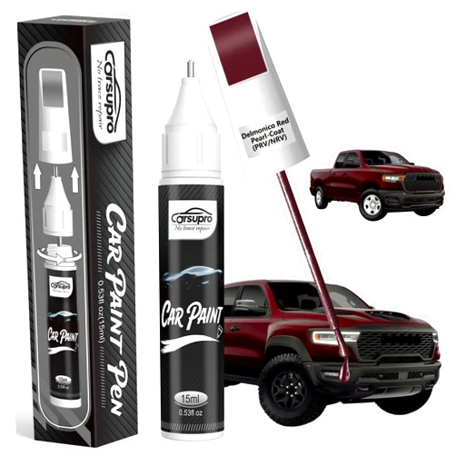 Carsupro Delmonico Red Pearl-Coat(PRV/NRV) for Ram Touch Up Paint Pen, 2 in 1 Car Scratch Remover with Pen Tip and Brush, Precise Color Match for Car Paint Scratch Repair, Quickly and Easily Fix Chips and Nicks