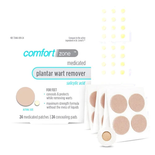 Comfort Zone Plantar Wart Remover Kit, Maximum Strength Salicylic Acid Medicated Patches and Concealing Pads, 24 Count