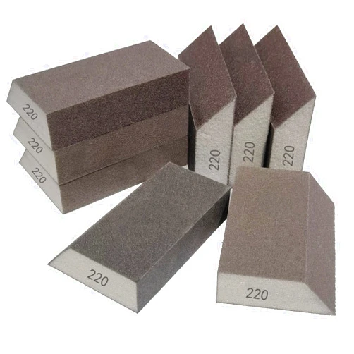 SACKORANGE 8 Pack 220 Grit Single Angle Sanding Sponge, Washable and Reusable Sanderpaper Sanding Blocks for Wood Drywall Metal Home Sanding