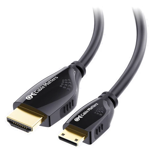 Cable Matters High-Speed 4K@60Hz Mini HDMI to HDMI Cable 6ft (4K HDMI to Mini HDMI/HDMI Mini to HDMI Cable) - HDMI 2.0 Ready for Tablets, Nikon, Sony, Canon DSLR, Raspberry Pi Zero, 6 Feet