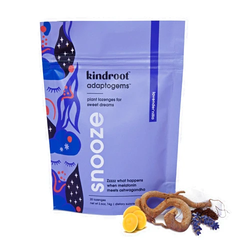 Kindroot, Soothing Snooze Lozenges - Supports Deep Restful Sleep, Organic Ingredients All Natural Flavors Nighttime Sleep Aid - KSM-66 Ashwagandha Root Extract & Melatonin for Calm, Relaxing, 20 Pack Snooze 20 Count (Pack of 1)