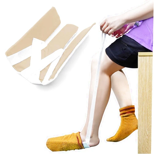 Homymusy Sock Aid, Sock Helpers to Put on Your Socks for Seniors, Disabled, Pregnancy, Assist Device for Elderly, Tool Aide Puller Easy on and Off with No Bending(Oatmeal Heather)