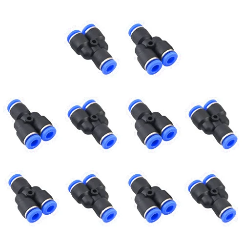 Othmro PY6 Plastic Connect Splitter Push to Tube Fittings 6mm OD Push Lock Blue 10pcs
