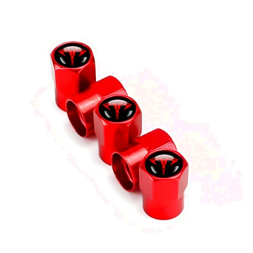WOSITE 5Pcs Tire Valve Stem Caps with O Rubber Ring, Universal Metal Valve Stem Covers for Cars, SUVs, Bike, Trucks, Motorcycles Decoration Accessories (Red/Red Logo)
