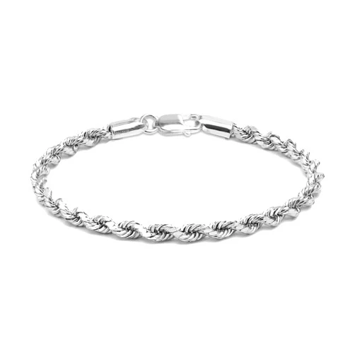 LeCalla 925 Sterling Silver Italian 4 MM Classic Diamond-Cut Rope Chain Link Bracelet for Women Men, Made in Italy (6.5, 7, 7.5, 8, 8.5, 9 Inches)