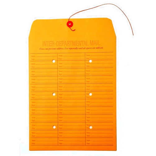 XERTAS Quality String-Tie Jumbo Size Inter-Department Envelopes, 12 x 16 Inches, Printed Both Sides - 71 Entries, 10 per Pack