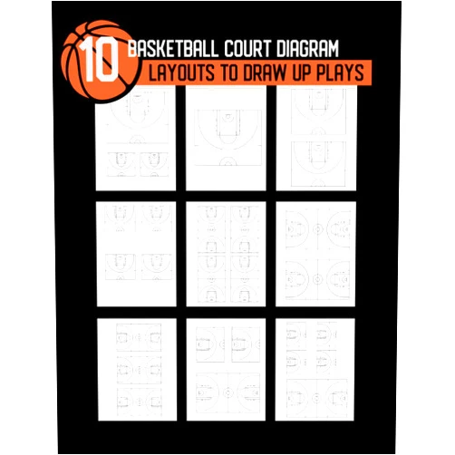 Alina Zoll 10 Basketball Court Diagram Layouts to Draw Up Plays: Blank Playbook for Team's Strategies, Drills, Plays, Scouting, Basketball Coach Notebook 8.5