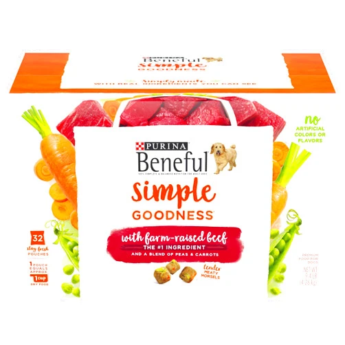 Purina Beneful Simple Goodness Adult Dry Dog Food Beef 32 Count (Pack of 1)