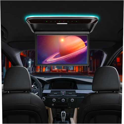 XTRONS 14 Inch Car Overhead Player, Wide HD Car Roof Mount Monitor Built-in Stereo Speakers, Overhead Flip Down Car Monitor Support HDMI USB Input