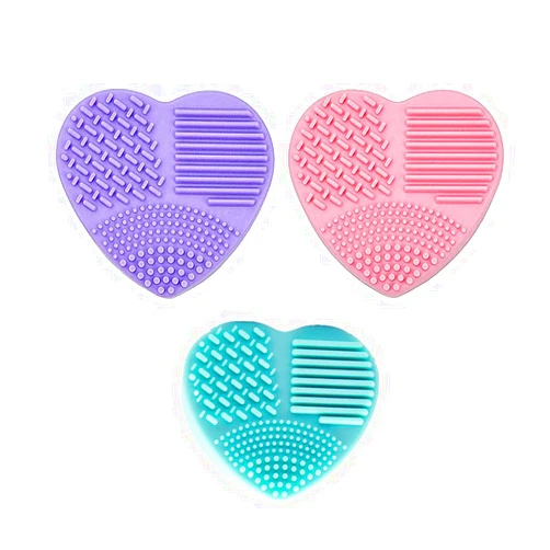 JLEivvi 3 PCS Makeup Brush Cleaner Mats Cute Heart Shape Makeup Brush Cleaning Pads Brush Cleaner Washing Pad Silicone Cosmetic Brush for Foundation Brushes Makeup Artist
