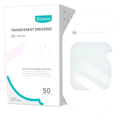 Dimora Transparent Film Dressing 50 Packs, Waterproof Adhesive Clear Bandages 4 in x 5 in, Wound Cover for IV Shield, Tattoo Aftercare Bandage(FSA/HSA Approved))