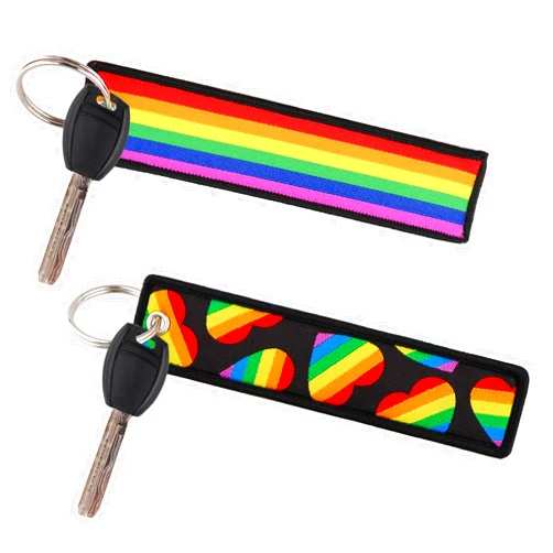 Beemorita Cool Flag Motorcycle Car Keychain Key Tag for Scooter Bike Rainbow Key Chain Lanyard Ring for Women Men, 2 Pcs Pride love Jet Tag Keychain