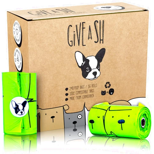 G.A.S 100% Certified Home Compostable Dog Poop Bags - 10% to Charity - ASTM D6400 & EN 13432 Compliant Dog Waste Bags - 240 Bags - 16 Rolls of Plant Based Compostable Poop Bags - Thick Doggie Poop Bags
