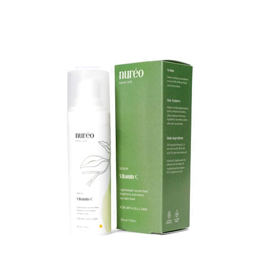 Nureo Vitamin C Serum - Brightening & Firming, 30ml - L-Ascorbic Acid, Ferulic Acid, Sea Buckthorn Oil, Hyaluronic Acid Serum - Anti-Aging & Deep Hydration