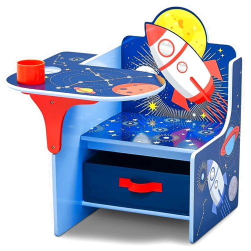 Delta Children Space Adventures Chair Desk with Storage Bin - Ideal for Arts & Crafts, Snack Time, Homeschooling, Homework & More - Greenguard Gold Certified, Blue