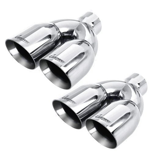 Upower Pack of 2 Dual Exhaust Tip Tailpipe 2.5 Inch Inlet 3.5