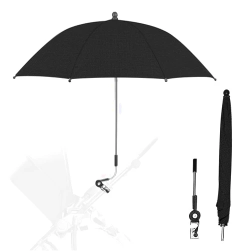 Ganwawo Baby Strollers Umbrella,Universal Baby Parasol 85cm,360 Degree rotatable Parasol, UV Protect Pushchair Sun Umbrella (Black)