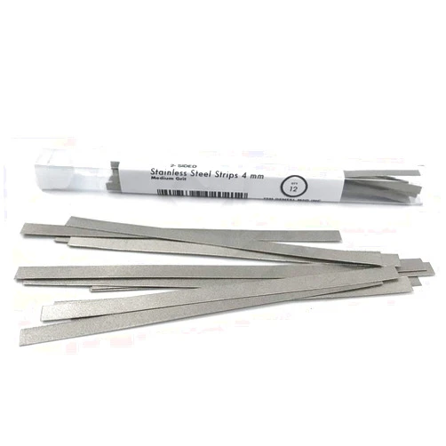 FEN Dental Polishing Strips Stainless Steel 4 MM Med Grit (Two Sided) 12/Box