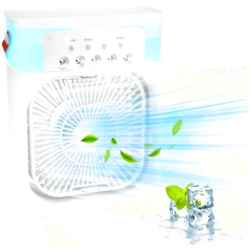 Noxozoqm Portable Ice Fan Air Cooler With water For Frost Cube Fan, 3 In 1 Mist Mini Evaporative Cooling Fan with LED, Timer, 3 Wind Speeds 3 Spray Modes for Home Office Bedroom Table and Desktop