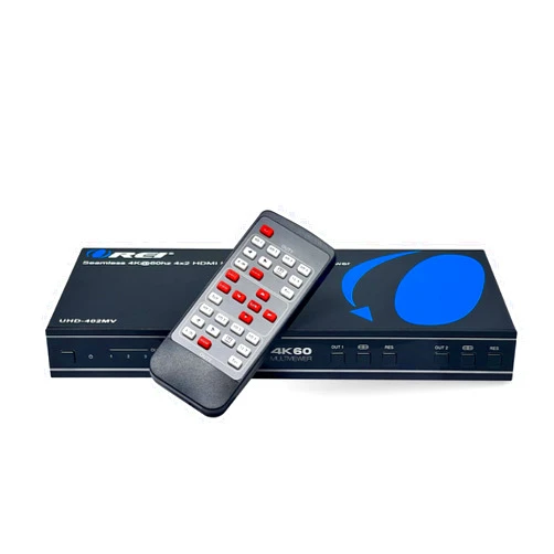 OREI 4K Multi HDMI Viewer Quad 4 in 2 Out, Matrix Switcher 4 Ports Seamless IR Remote Support 4K @ 60Hz 1080P for PS4/PC/DVD/Security Camera, HDMI Switch Optical Audio L/R Output - UHD-402MV