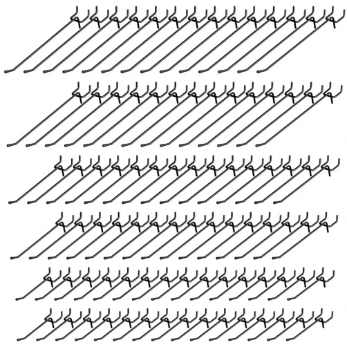 INCLY 120 Pack Black Pegboard Hooks, 4/6/8 Inch Peg Board Shelving Hooks Accessories, Peg Board Tool Hangers Fit for 1/8“ and 1/4