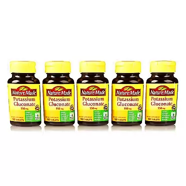 Nature Made Potassium Gluconate 550mg, 100 Tablets (Pack of 5)