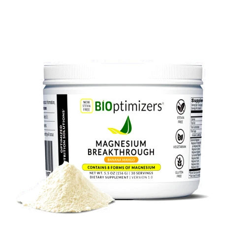 BIOptimizers Magnesium Breakthrough Drink - 8 Forms of Magnesium, Electrolytes, Sleep Health, Stress, Muscle Recovery, Heart Support | Glycinate, Citrate, Malate- Banana Mango