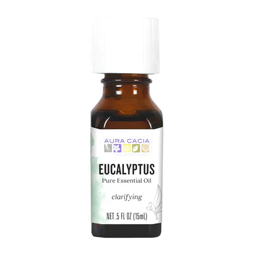 Aura Cacia 100% Pure Eucalyptus Essential Oil | GC/MS Tested for Purity | 15 ml (0.5 fl. oz.) | Eucalyptus globulus