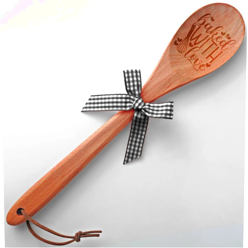 YROVWENQ Baked with Love Engraved Long Handle Wooden Spoon, Baked Mixing Oval Spoons for Baker Cook Chef, Home Sweet Home, Housewarming Gift, Mother's Gift for Mom Grandma