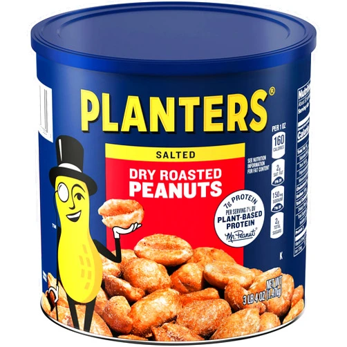 Planters Dry Roasted Peanuts, 52 oz Canister (Pack of 2)