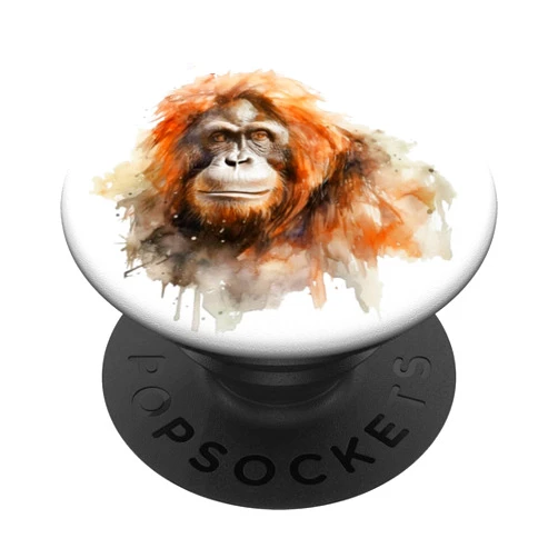 Nature and Animal Enthusiast Co. Orangutan | Watercolor Nature Lover Animal Wildlife Art PopSockets Standard PopGrip