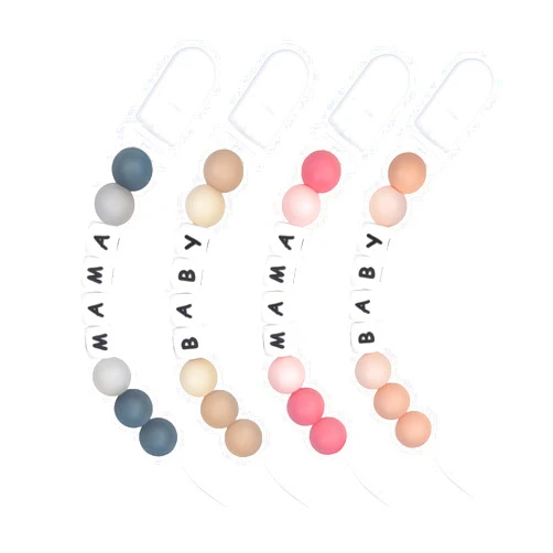 MORIBOX Pacifier Clips for baby Boys Girls - MORIBOX 4 Pack Paci Clip MAMA Soothie Baby Binky Holder for Shower Gift Birthday