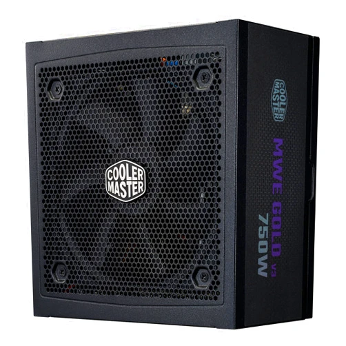 Cooler Master MWE Gold 750 V3 ATX 3.1 Full Modular PSU, 750W, 80+ Gold Efficiency, 90° 12VHPWR|450W PCIe 5.1, Japanese Capacitors, Zero-RPM Mode, Hexagonal Fan Cover, 10-Year