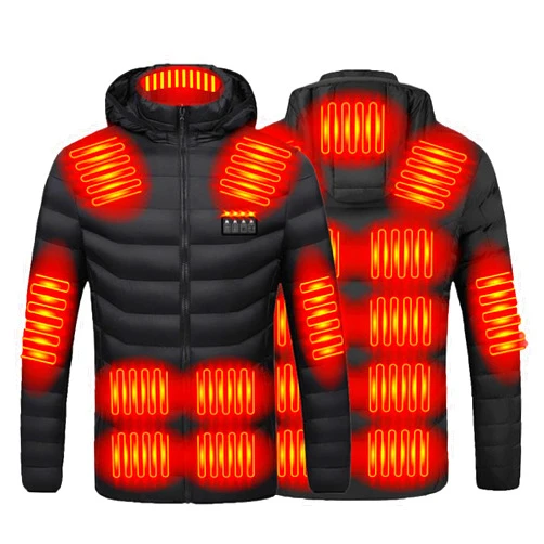 COMIOR Heated Jacket for Men and Women, Heated Coat Hooded Heating Warm Jackets Windproof USB Charging Electric Body Warmer