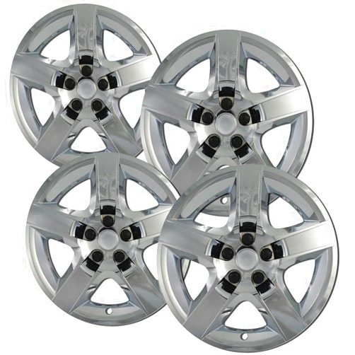 OxGord 17 inch Hubcaps Compatible with 2008-2011 Chevrolet Malibu & 2007-2010 Pontiac G6 - Set of 4 Wheel Cover Hub Caps for Standard Steel Rims, Chrome - Screw-on Lugs