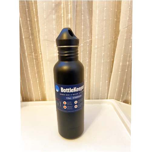 BottleKeeper - The Standard 2.0 - The Original Stainless Steel Bottle Holder and Insulator to Keep Your Beer Colder (Black)
