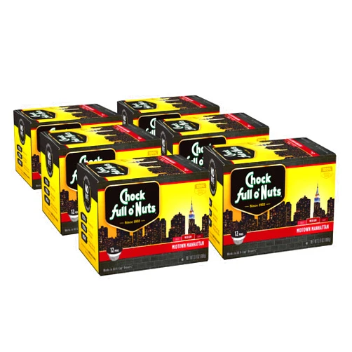 Chock Full o' Nuts Chock Full o'Nuts Manhattan Medium Roast, K-Cup Compatible Pods (72 Count) - Arabica Coffee in Eco-Friendly Keurig-Compatible Single Serve Cups