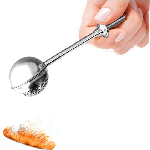 JETKONG Powdered Sugar Shaker Duster Flour Dispenser Shaker with 18/8 Stainless Steel Spring-operated Handle for Sugar Flour and Spices