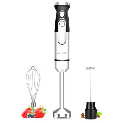 Amateys Immersion Blender Handheld,700W Hand Mixer Infinitely Variable Speeds,Multi-function Stainless Steel Stick Electric Kitchen Smoothie Blender with Detachable Whisk, Milk Frother,for Soup Puree