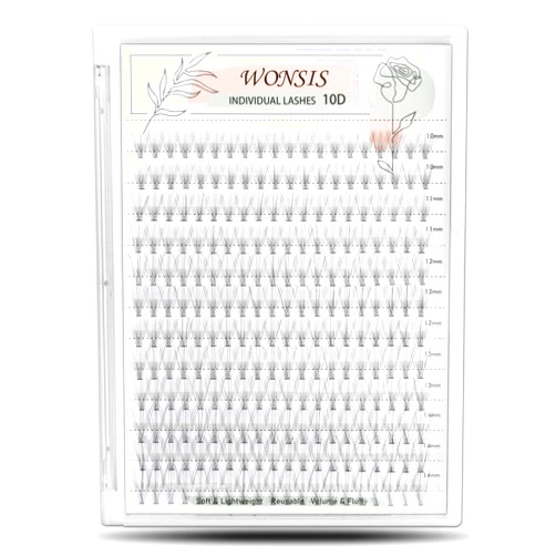 WONSIS Individual Lashes, Lash Clusters, 240 Pcs 10D Individual Lash Extensions, Natural Soft Lightweight Reusable, Thickness 0.07mm C Curl False Eyelashes 10/11/12/13/14mm (10D 10-14mm)