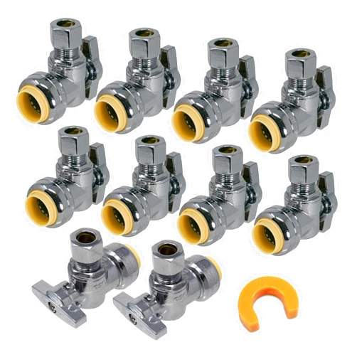 PROCURU 10-Pack PushFit Angle Stop Valve 1/2