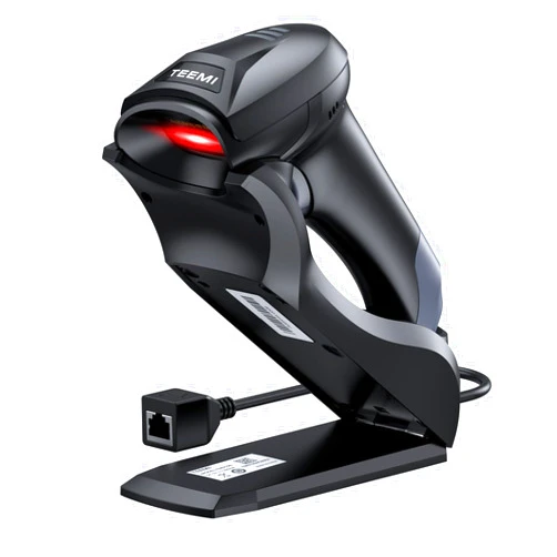 TEEMI TMSL-56CR QR Bluetooth Barcode Scanner with Wall-Mountable USB Charging Cradle, 1D 2D Wireless Reader CMOS Screen Scanning PDF417 Data Matrix Support Driver License Data Parsing