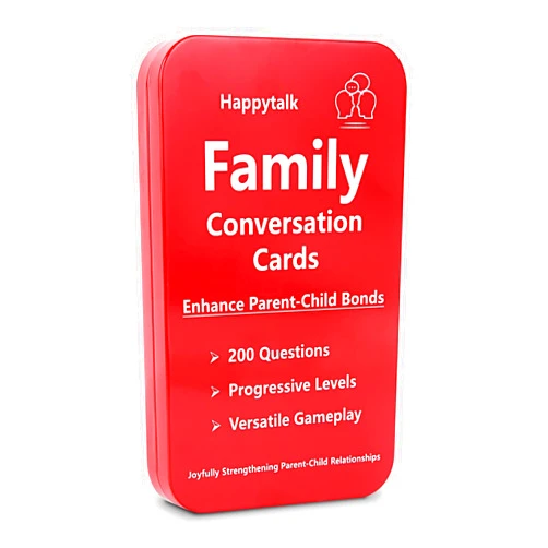 Happytalk Conversation Cards for Kids - 200 Engaging Questions in Family Conversation Cards to Strengthen Parent-Child Relationships, Perfect Conversation Starters for Meaningful Talks