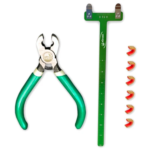 KESHES Archery Bow String Nocking Points Set – T Square Ruler, Nock Pliers with 6 Brass Nocks for Recurve Bow – Ideal for Bow and Arrow Tuning & Archery Target Accessories