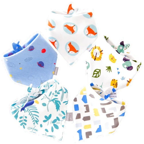 Eimmabey 5 Pack Baby Drooling Bibs for Boys and Girls Soft Organic Cotton Baby Bandana Bibs Teething Bibs