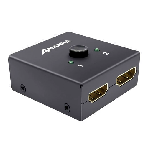 AMANKA HDMI Switcher, AMANKA 4K HDMI Splitter 2 Ports Bi-Direction Manual Switch 2 x 1/1 x 2 HDMI Passthrough,No External Power Required-Supports HD 4K x 2K 1080P
