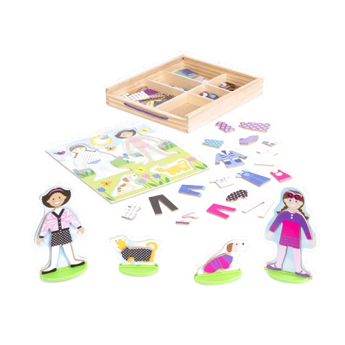 Melissa & Doug Best Friends Magnetic Dress-Up Wooden Dolls Pretend Play Set (78 pcs)