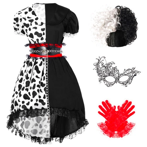 Spooktacular Creations Girl Dalmatian Costume, Polka Dots Dress Set for Girls Halloween Dress up and Costume parties